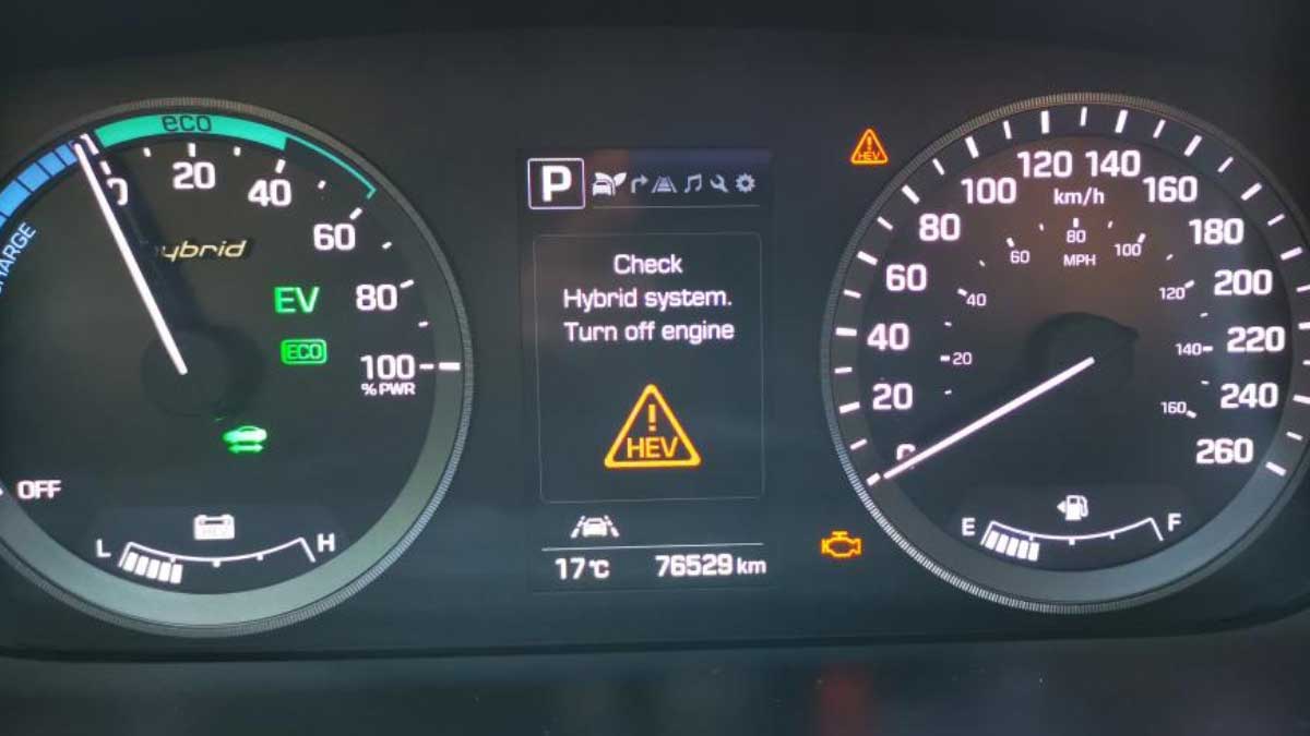 Hybrid System Warning Light Signal